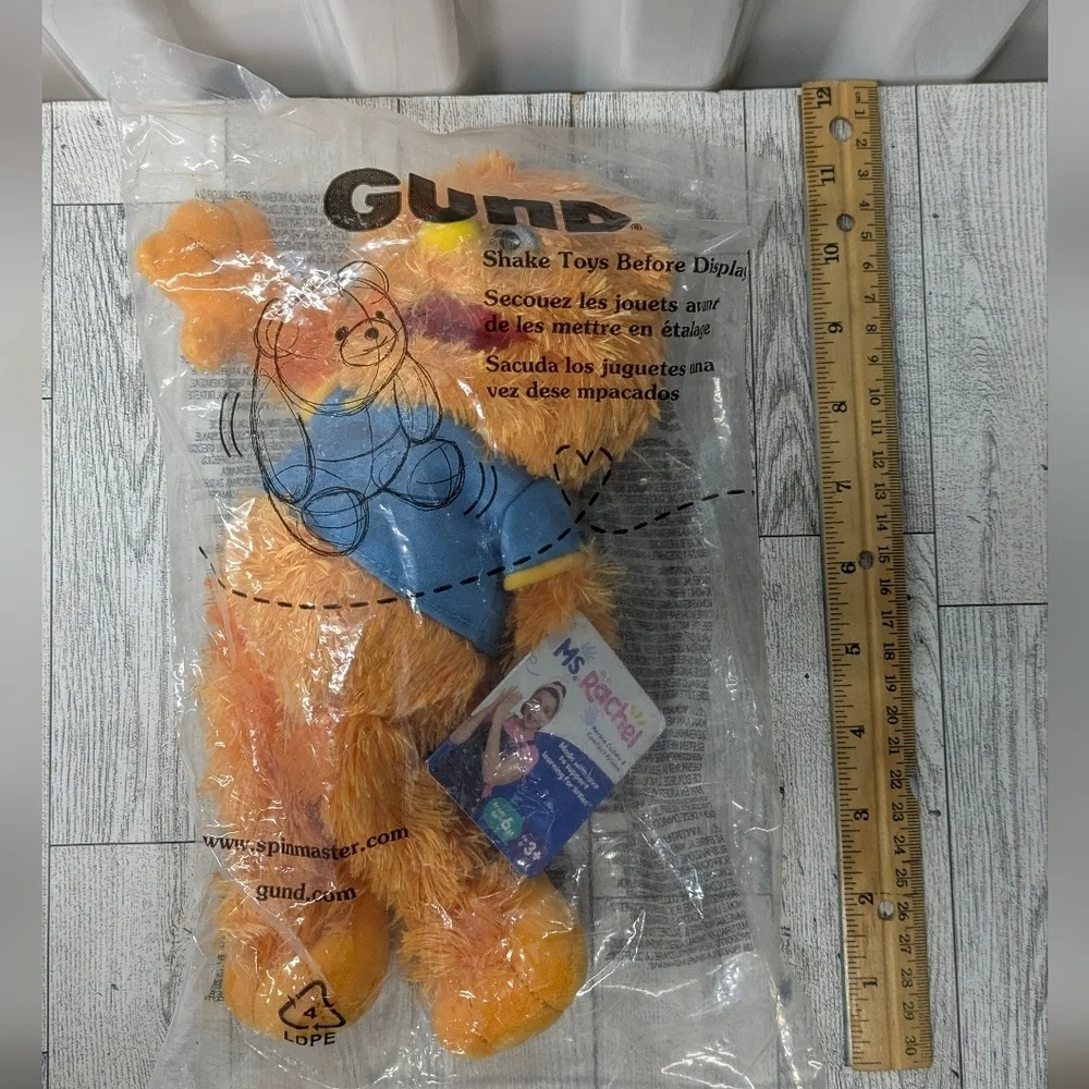Ms Rachel Gund Orange and Blue Stuffed Bear